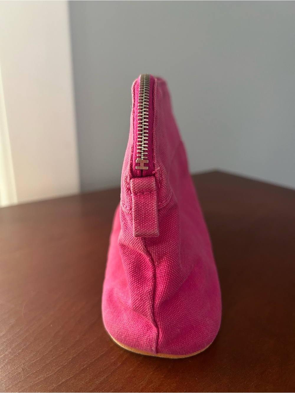 Hermes Hot Pink Canvas Cosmetic Case with Zip - Picture 4 of 9